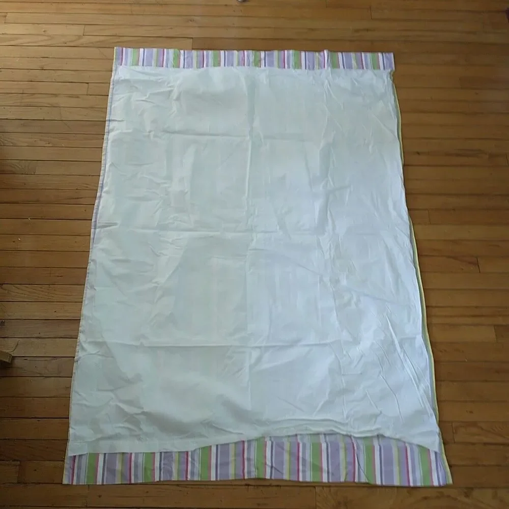 Pair POTTERY BARN KIDS Panel Curtain Drape Lined Multicolor Stripe Cotton 44x63